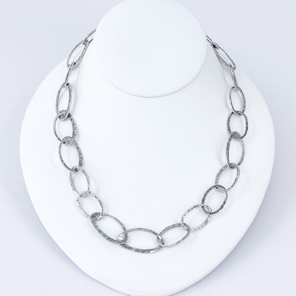 Vintage Silpada Sterling Silver 925 Hammered Oval Link Necklace 19" N1667 - Picture 1 of 4